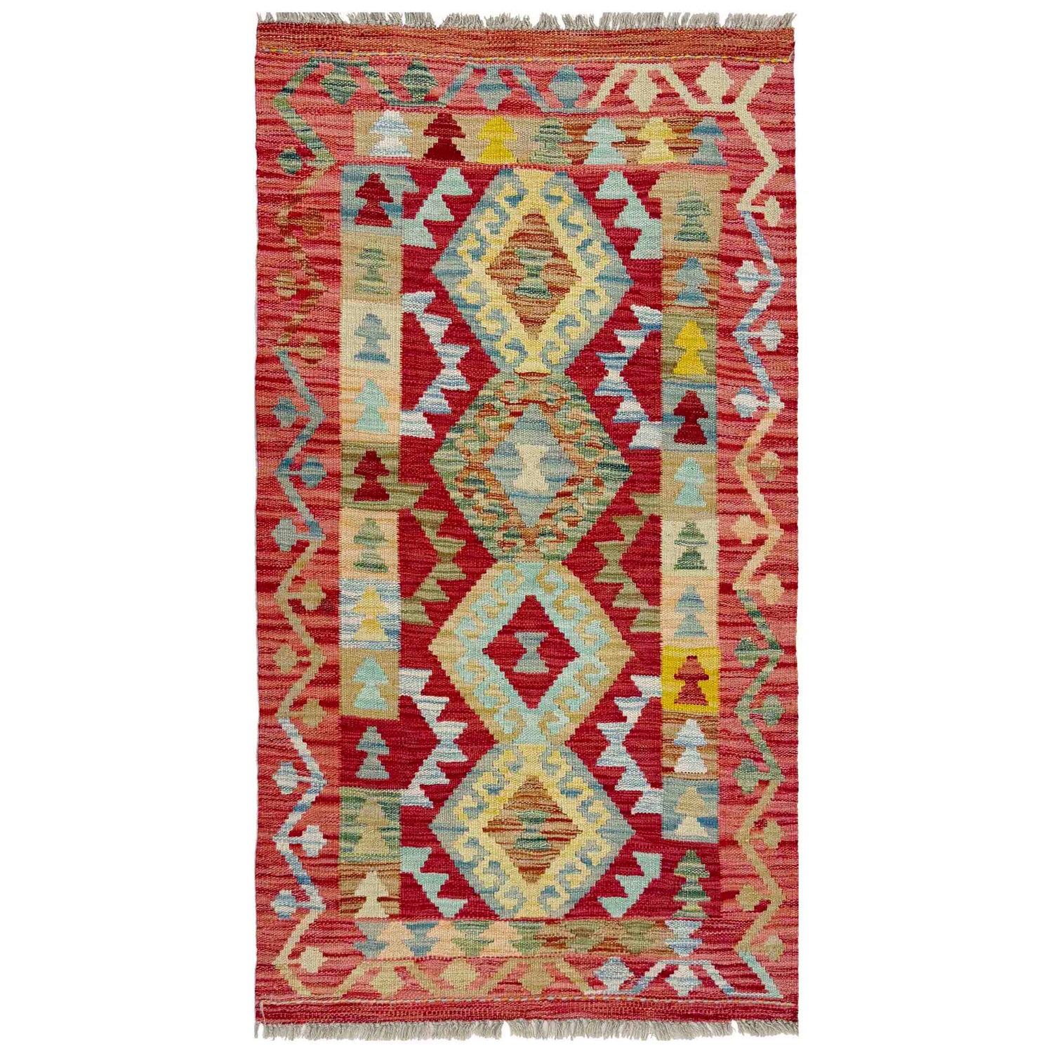 Hand Woven Wool Kelim 2' 6" x 4' 5" ft / 76 x 134 cm - No. R38014