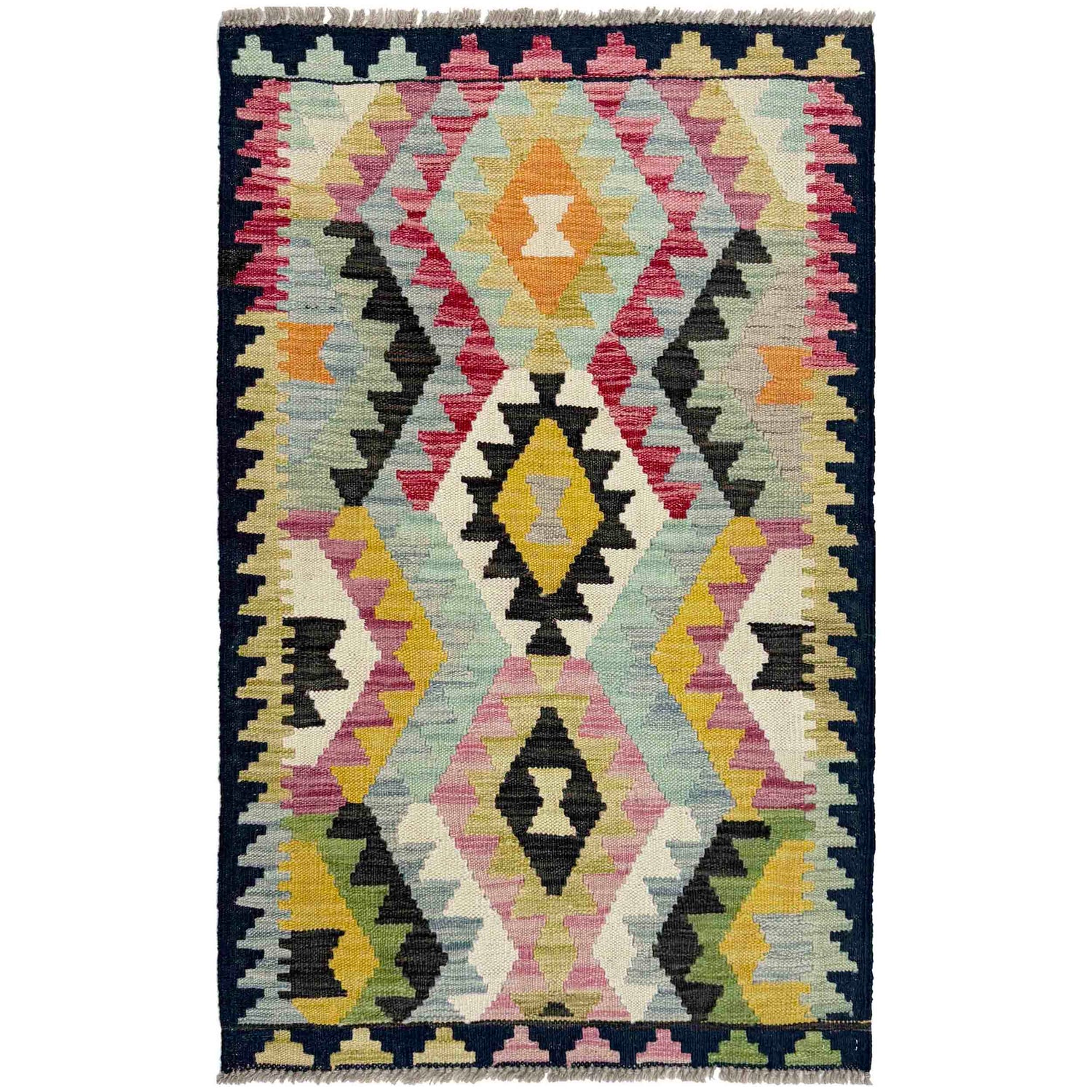 Hand Made Afghan Kilim 2' 5" x 3' 11" ft / 74 x 120 cm - No. R38019