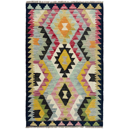 Hand Made Afghan Kilim 2' 5" x 3' 11" ft / 74 x 120 cm - No. R38019
