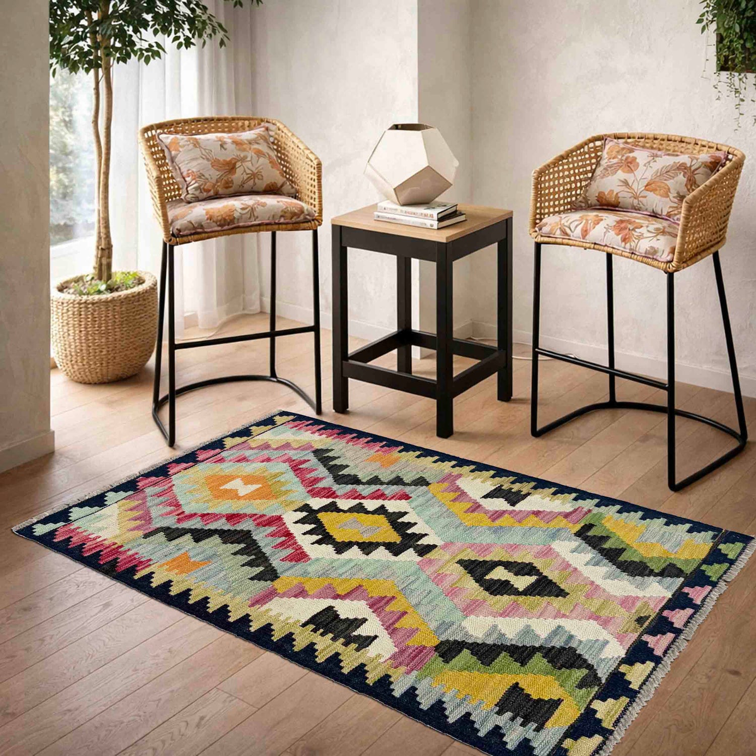 Hand Made Afghan Kilim 2' 5" x 3' 11" ft / 74 x 120 cm - No. R38019
