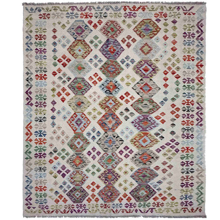 Handmade Turkish Design Wool Kilim 5' 0" x 7' 3" ft / 152 x 220 cm - No. R38061