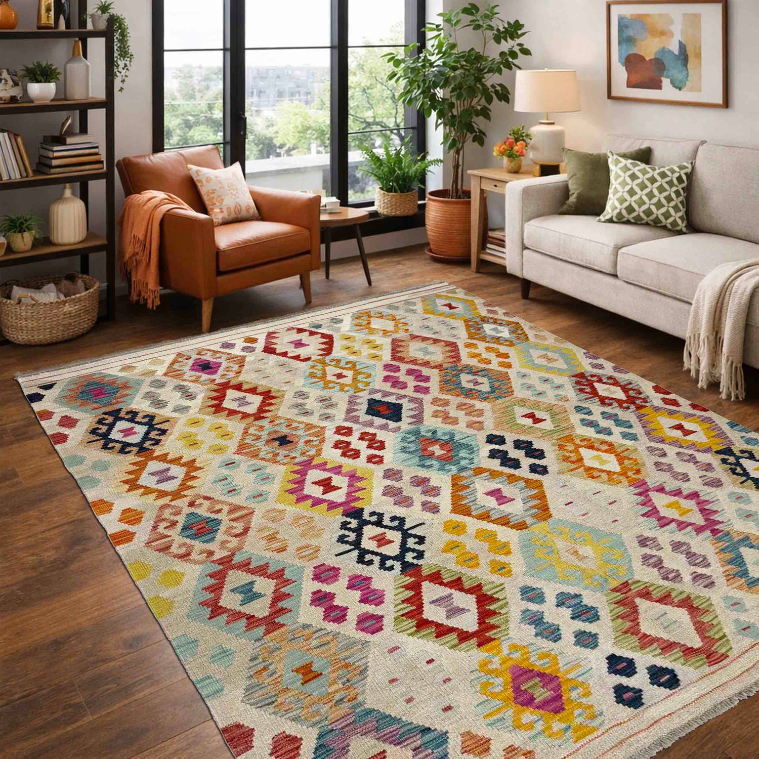 Medium Size Chobi Kilim 5' 1" x 6' 5" ft / 156 x 196 cm - No. R38065