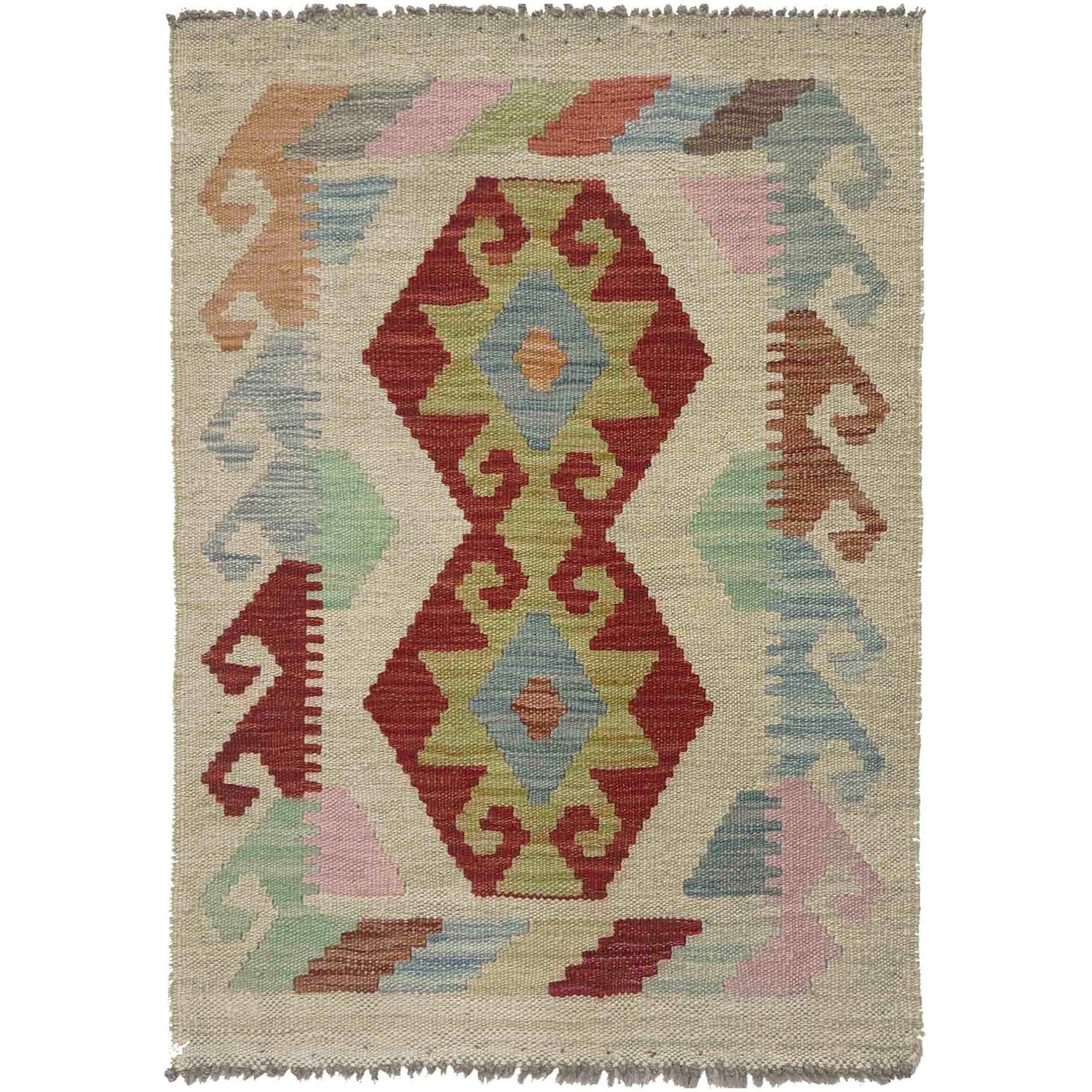 Hand Woven Wool Kilim 1' 10" x 2' 6" ft / 56 x 77 cm - No. R38278