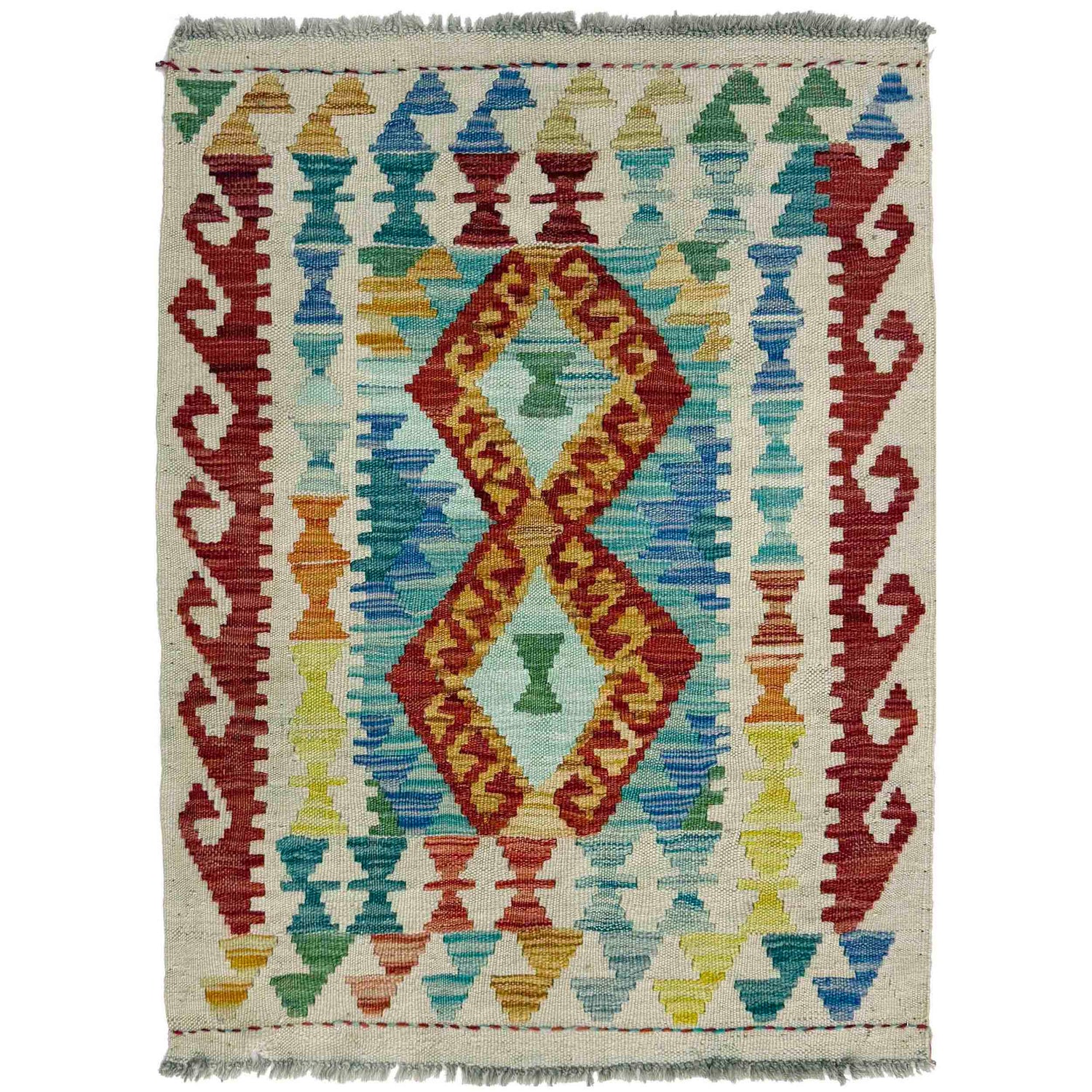 Handmade Turkish Design Wool Kilim 2' 3" x 2' 11" ft / 69 x 88 cm - No. R38279