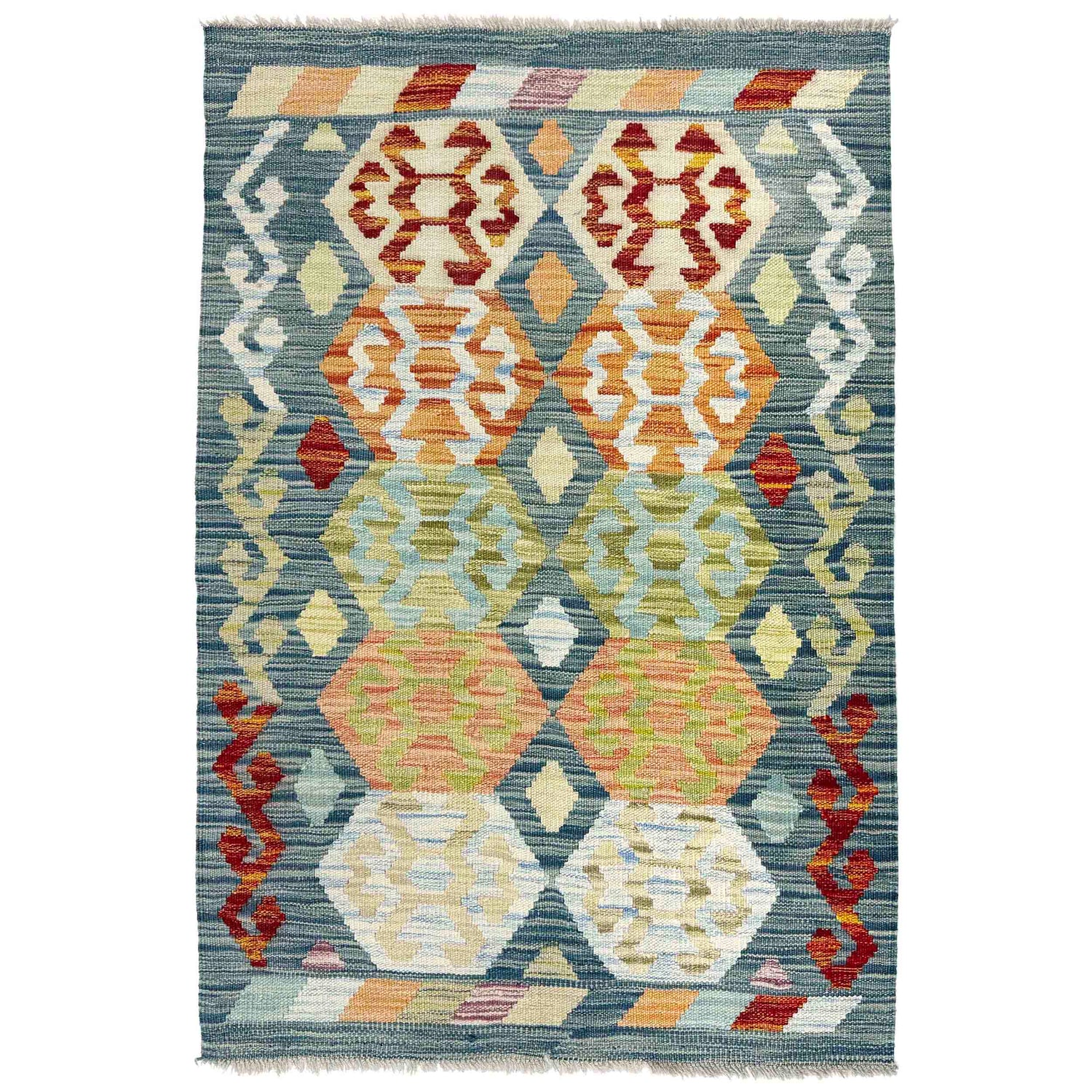 Hand Woven Wool Kelim 2' 8" x 4' 1" ft / 81 x 124 cm - No. R38297