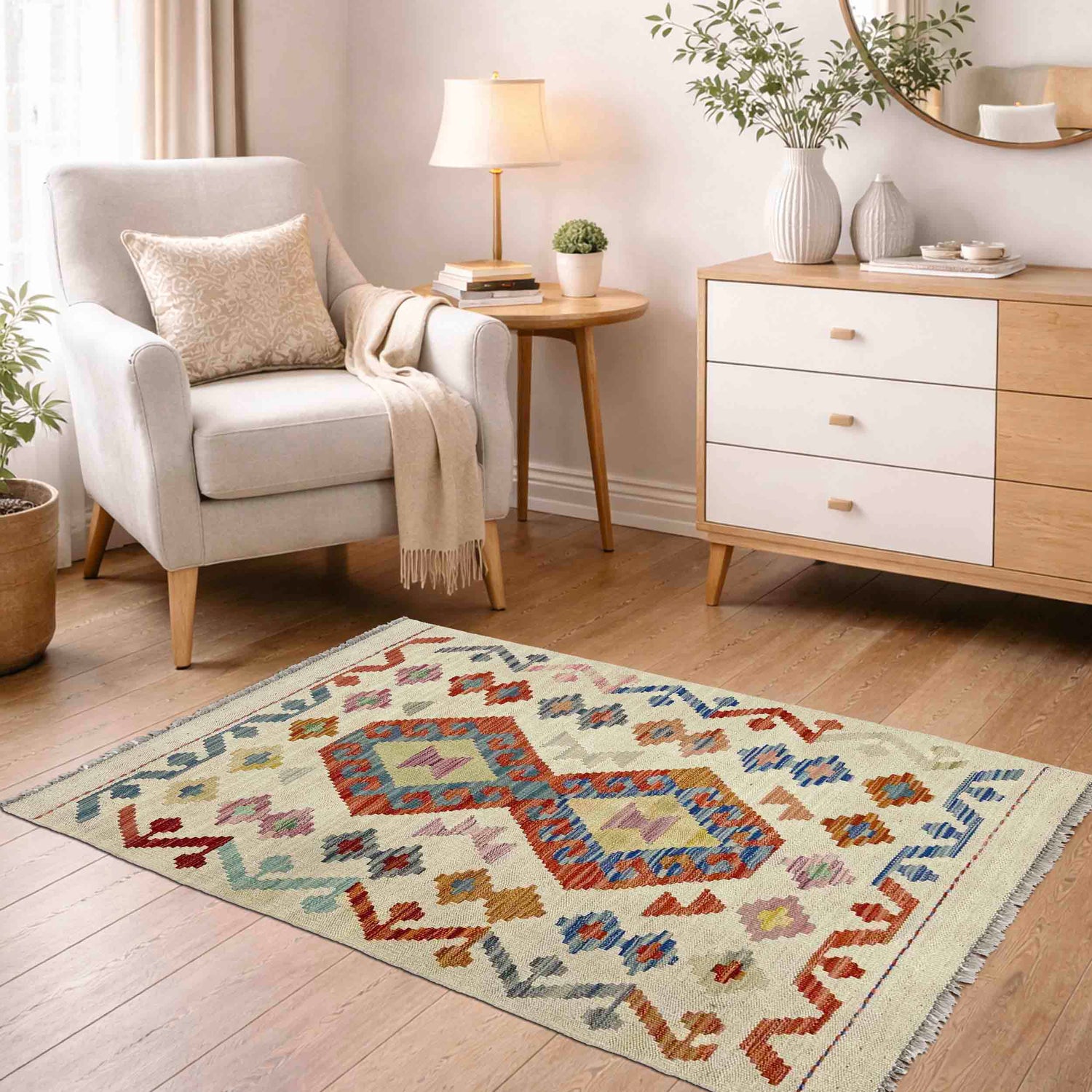 Handmade Vegetable Kilim 2' 7" x 4' 0" ft / 78 x 121 cm - No. R38299