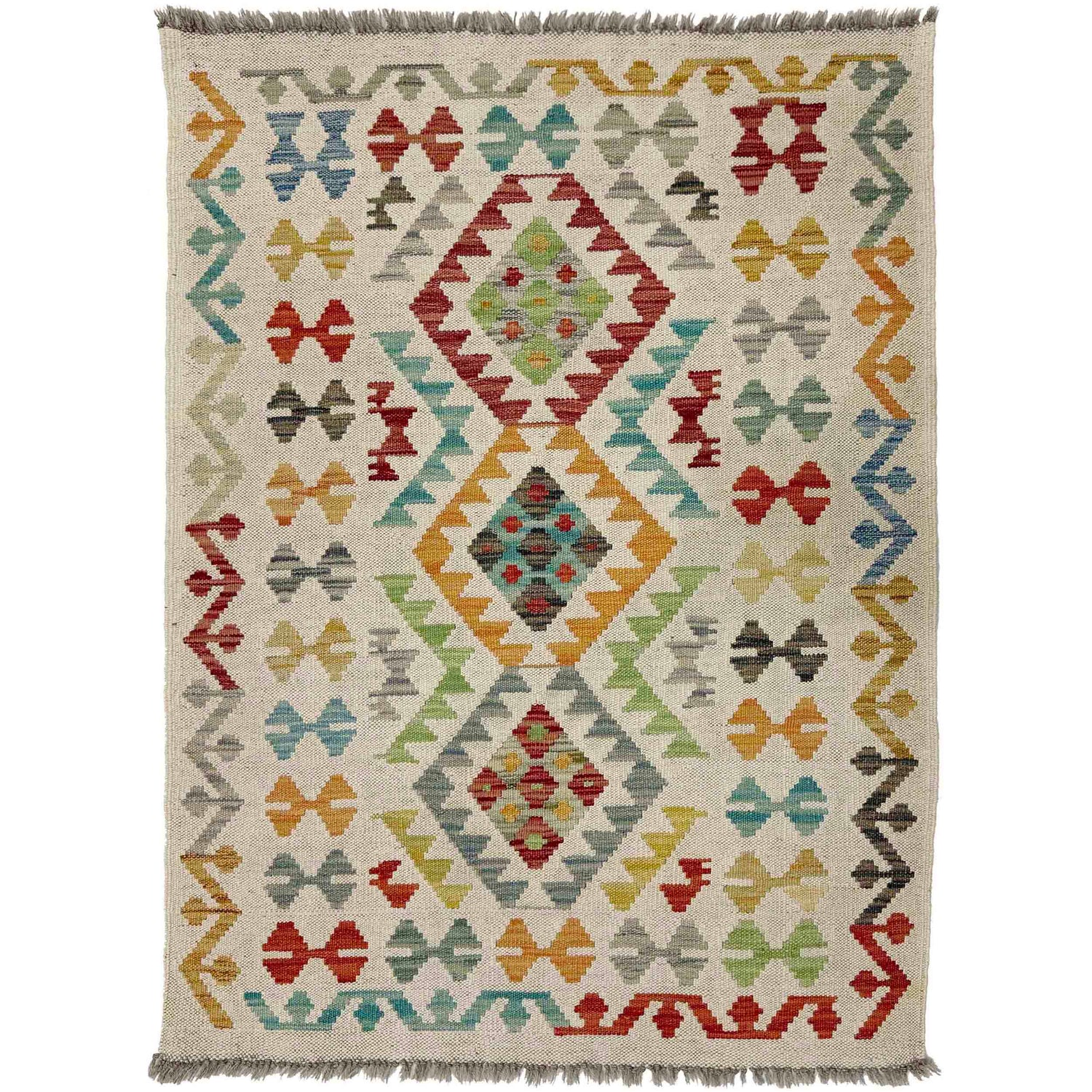 Hand Woven Wool Kelim 2' 9" x 3' 10" ft / 84 x 116 cm - No. R38303