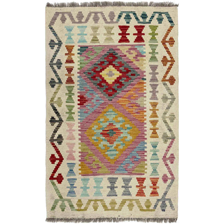Handmade Turkish Design Wool Kilim 2' 6" x 4' 0" ft / 75 x 123 cm - No. R38307