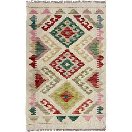 Hand Made Afghan Kilim 2' 7" x 3' 11" ft / 78 x 120 cm - No. R38310