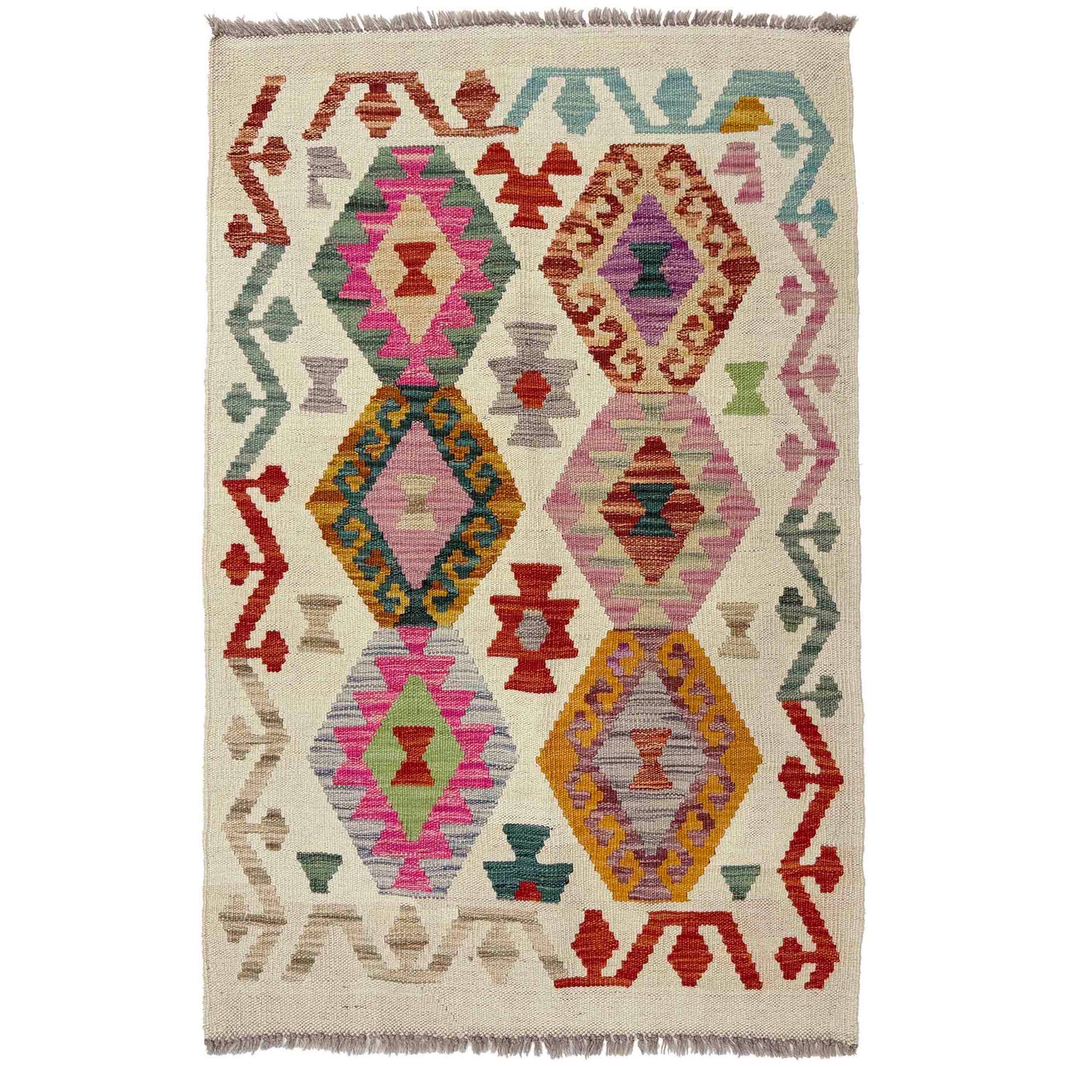 Hand Knotted Flatweave Kilim 2' 7" x 3' 11" ft / 79 x 120 cm - No. R38327