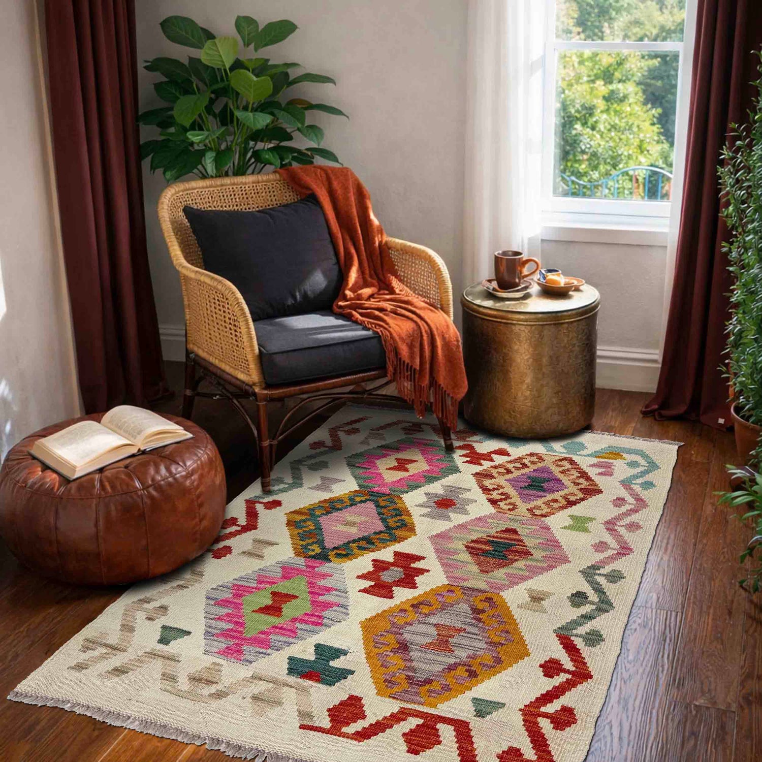 Hand Knotted Flatweave Kilim 2' 7" x 3' 11" ft / 79 x 120 cm - No. R38327