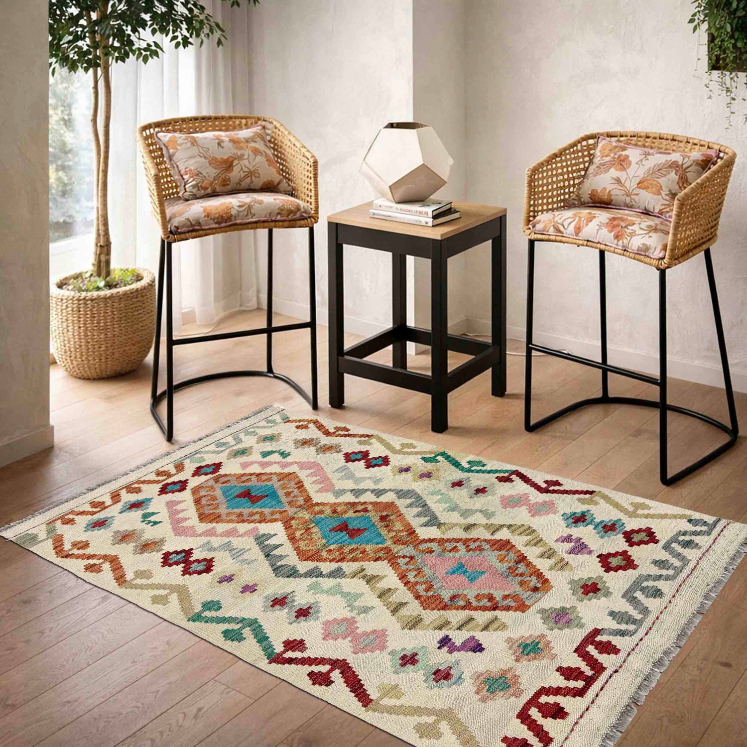 Handmade Vegetable Kilim 2' 9" x 4' 2" ft / 85 x 128 cm - No. R38334
