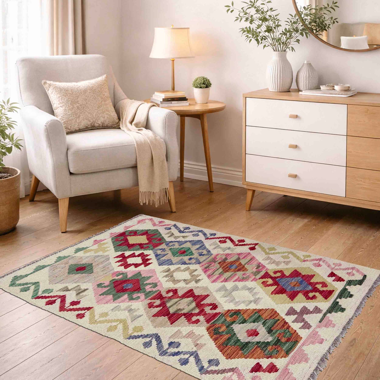Handmade Vegetable Kilim 2' 7" x 4' 2" ft / 78 x 126 cm - No. R38335