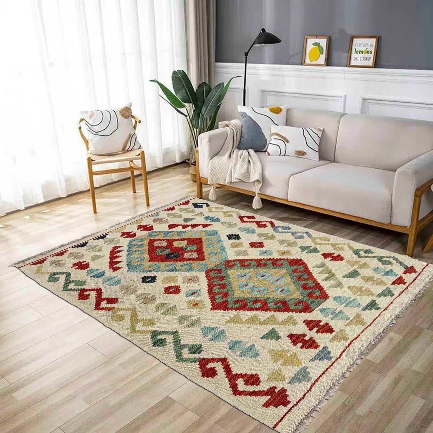 Handmade Vegetable Kelim 2' 6" x 4' 3" ft / 77 x 129 cm - No. R38336