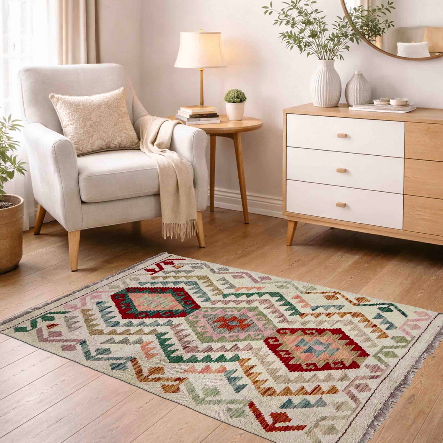 Handmade Vegetable Kelim 2' 7" x 4' 3" ft / 78 x 130 cm - No. R38339