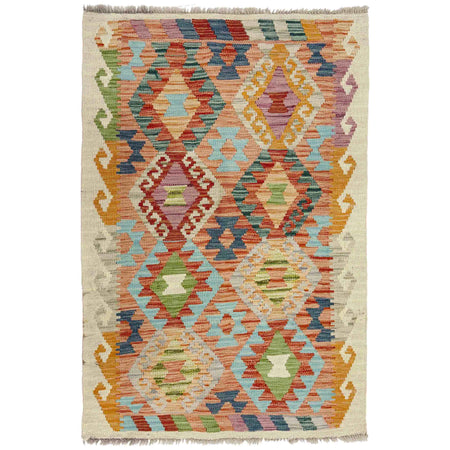 Hand Knotted Afghan Style Kilim 2' 8" x 4' 0" ft / 81 x 123 cm - No. R38341