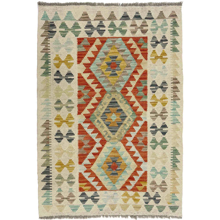 Handmade Turkish Design Wool Kilim 2' 8" x 4' 1" ft / 81 x 125 cm - No. R38346