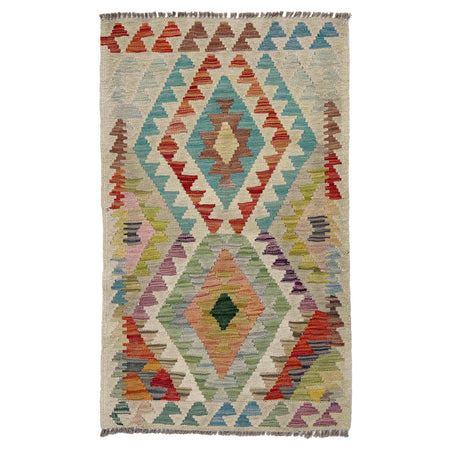Hand Knotted Flatweave Kilim 2' 0" x 3' 6" ft / 62 x 106 cm - No. R38357