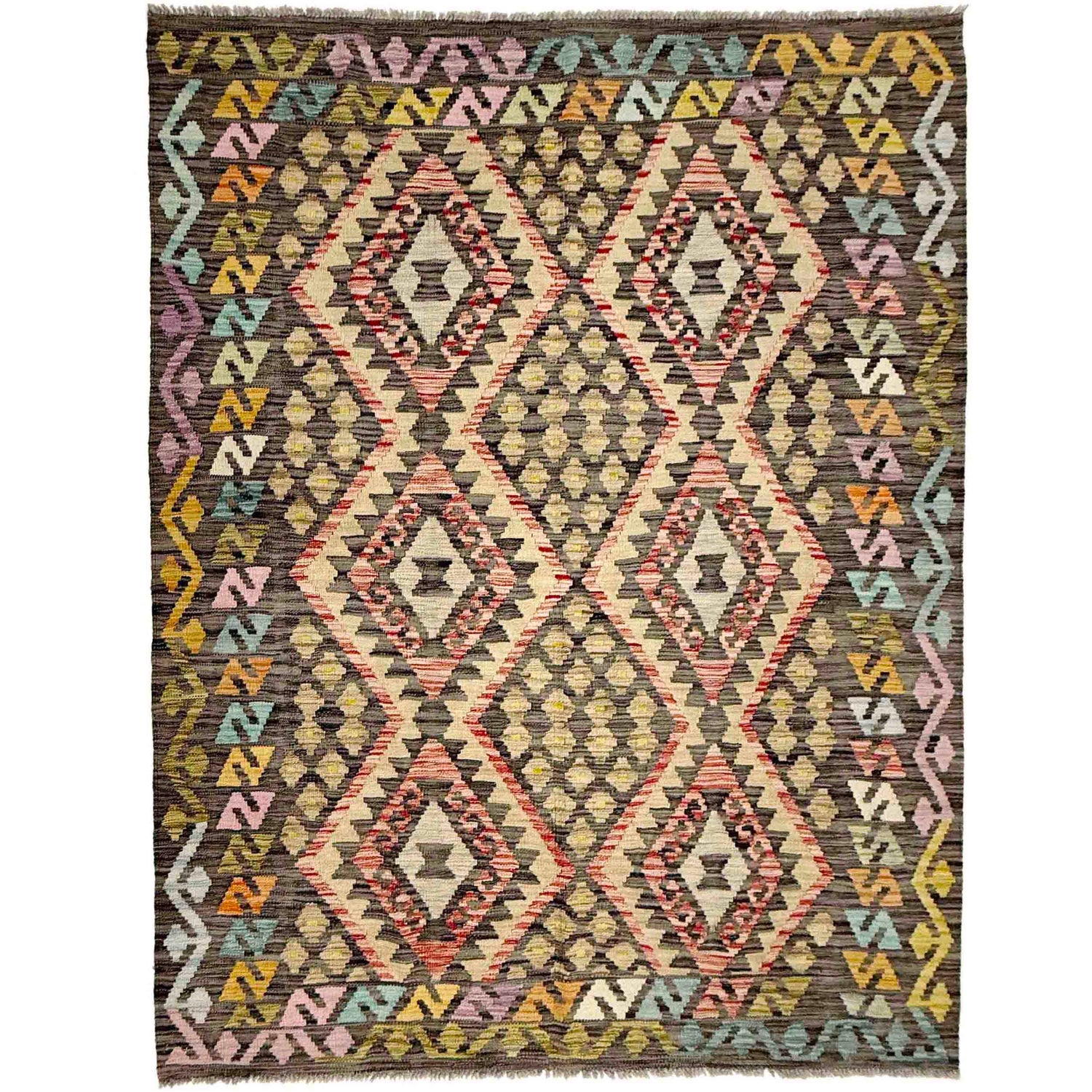 Hand Knotted Flatweave Kilim 4' 10" x 6' 8" ft / 147 x 203 cm - No. R38364