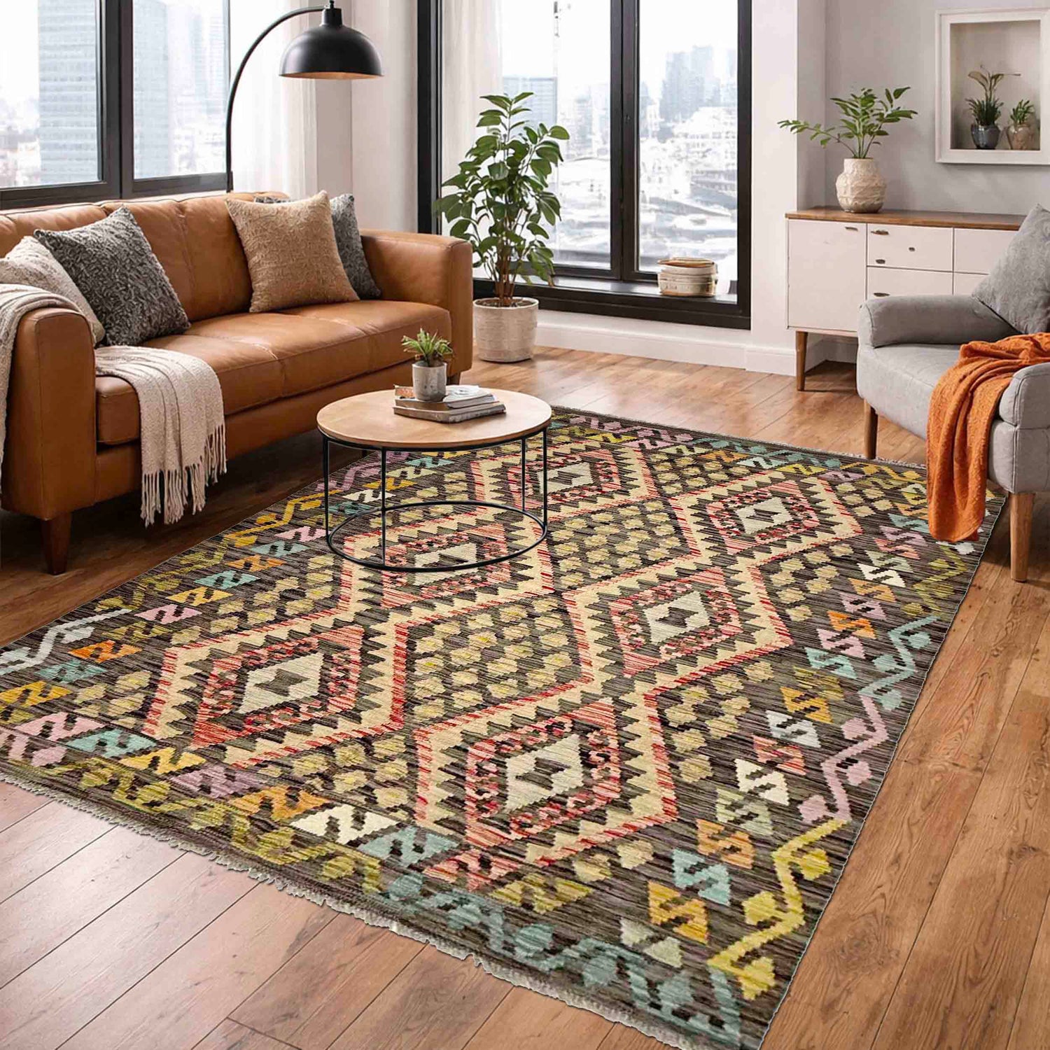Hand Knotted Flatweave Kilim 4' 10" x 6' 8" ft / 147 x 203 cm - No. R38364