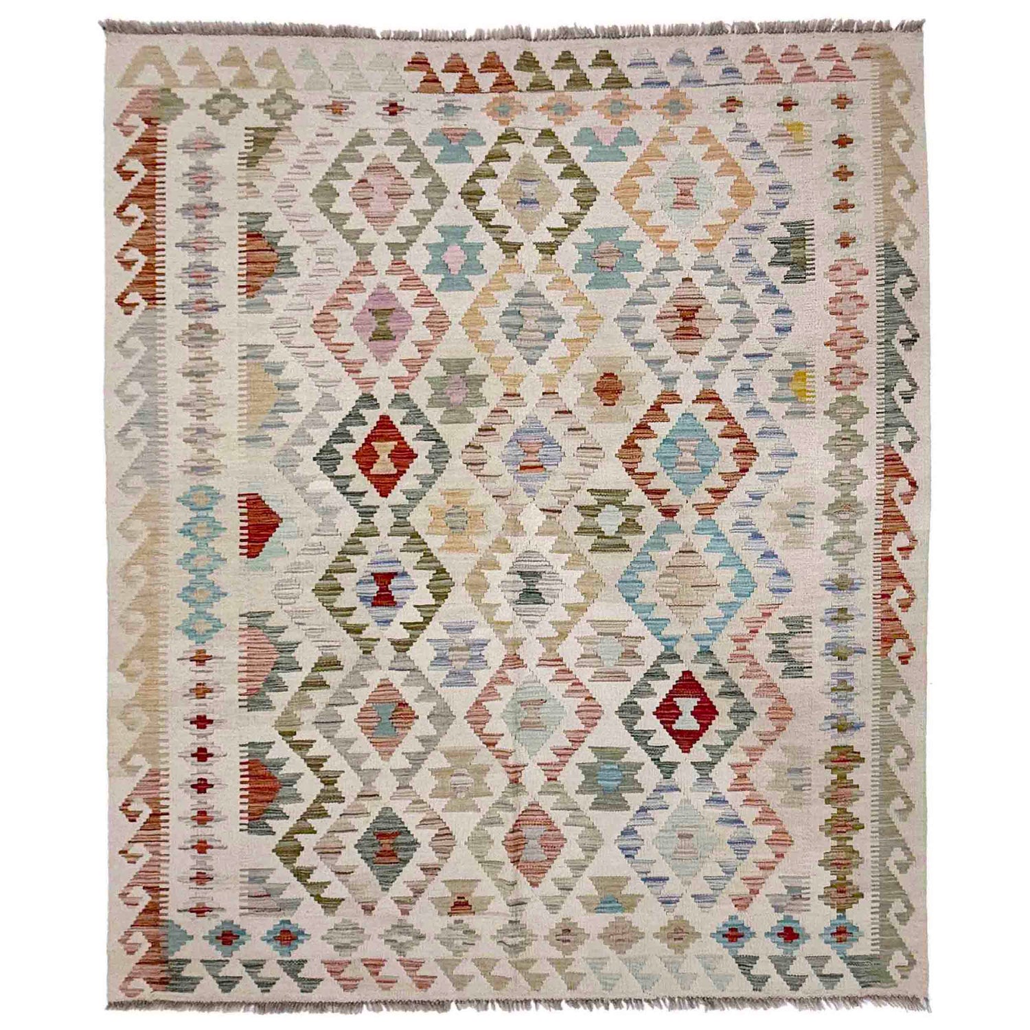 Handmade Afghan Vegetable Kilim 5' 0" x 6' 4" ft / 152 x 192 cm - No. R38365