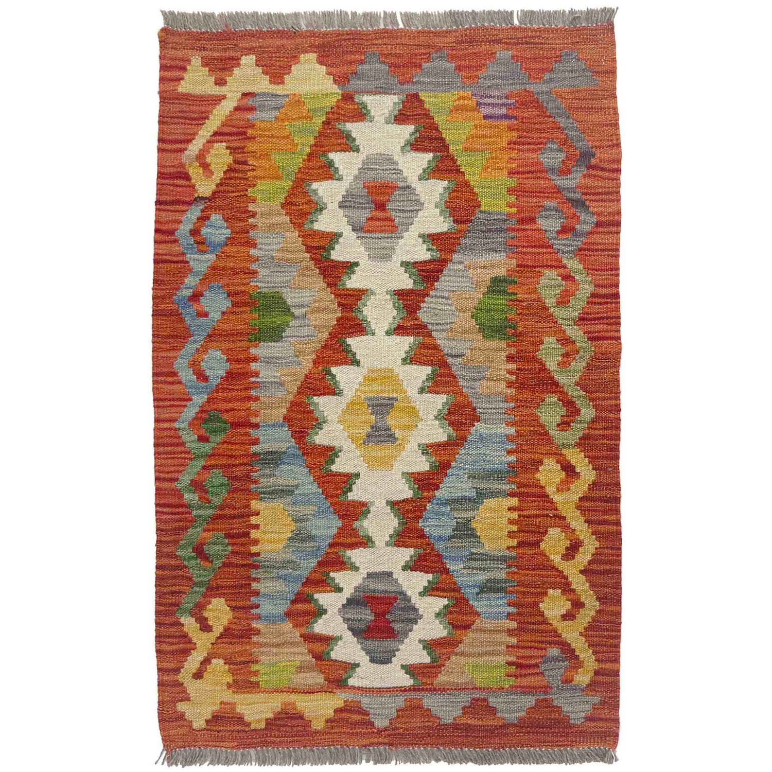 Handmade Vegetable Kilim 2' 0" x 3' 2" ft / 60 x 96 cm - No. R38379