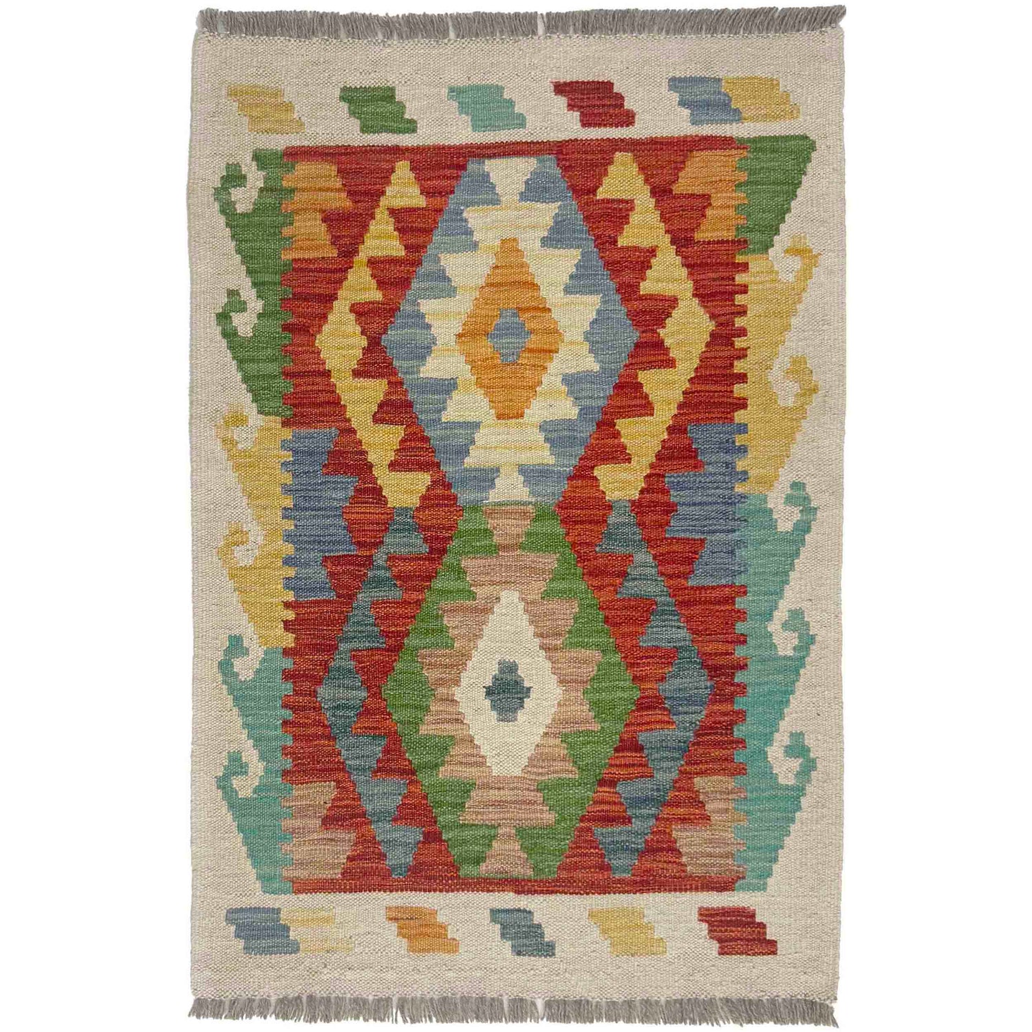 Handmade Vegetable Kelim 2' 0" x 3' 0" ft / 61 x 91 cm - No. R38382