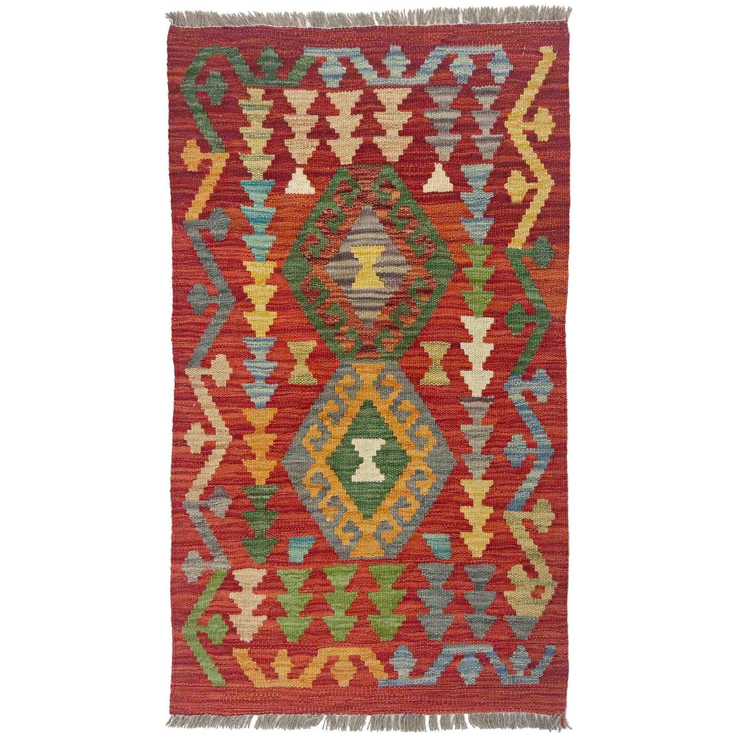 Hand Knotted Flatweave Kilim 1' 10" x 3' 3" ft / 56 x 100 cm - No. R38399