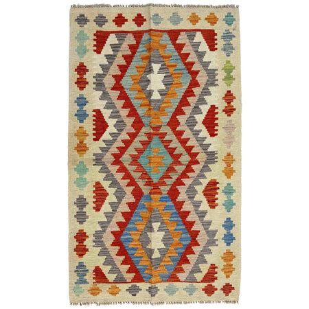 Hand Woven Wool Kelim 2' 6" x 4' 2" ft / 77 x 127 cm - No. R38407