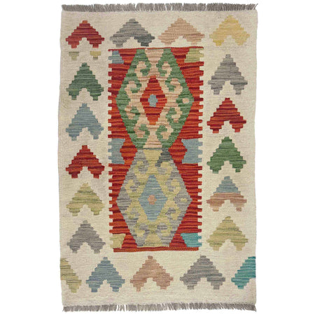 Handmade Afghan Vegetable Kilim 2' 2" x 3' 6" ft / 67 x 106 cm - No. R38408