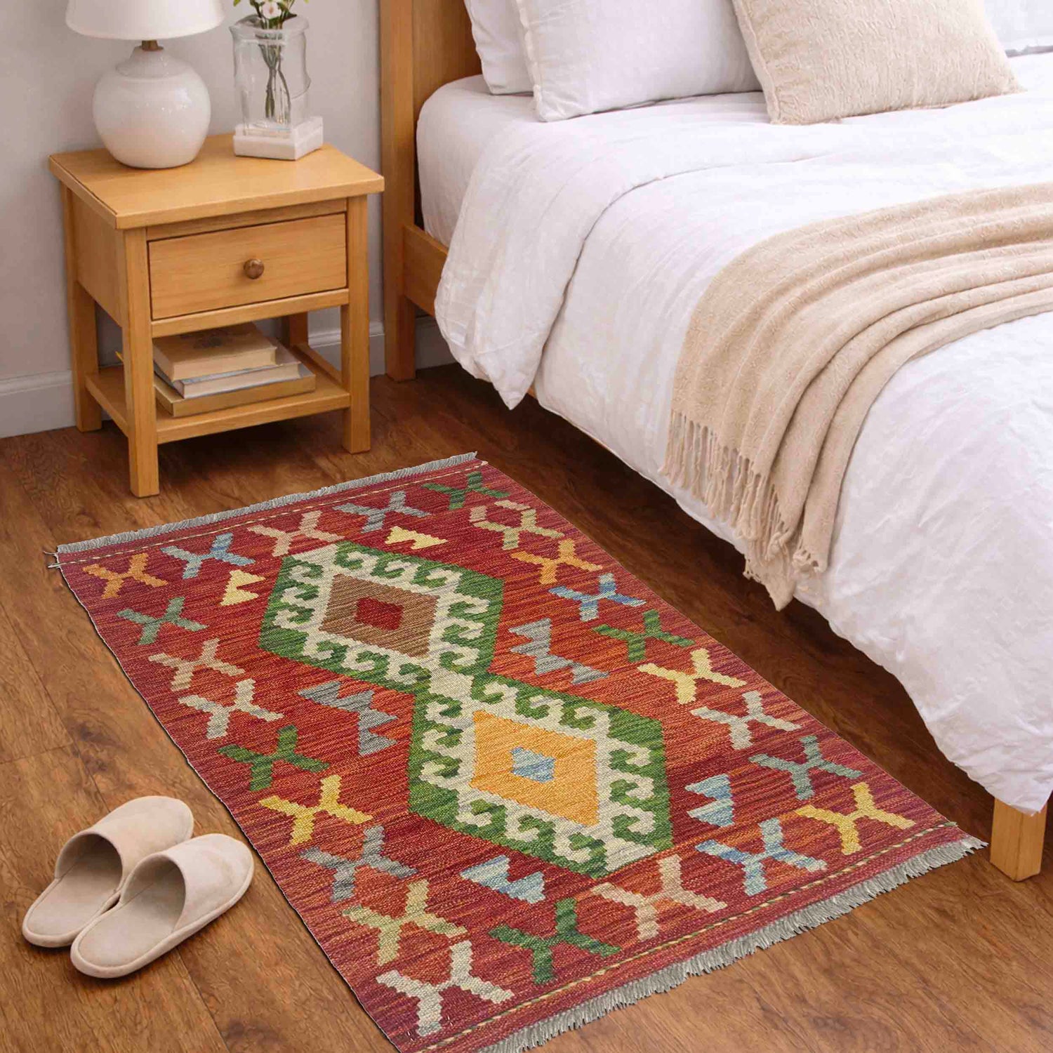 Handmade Afghan Vegetable Kelim 2' 0" x 3' 3" ft / 62 x 99 cm - No. R38414