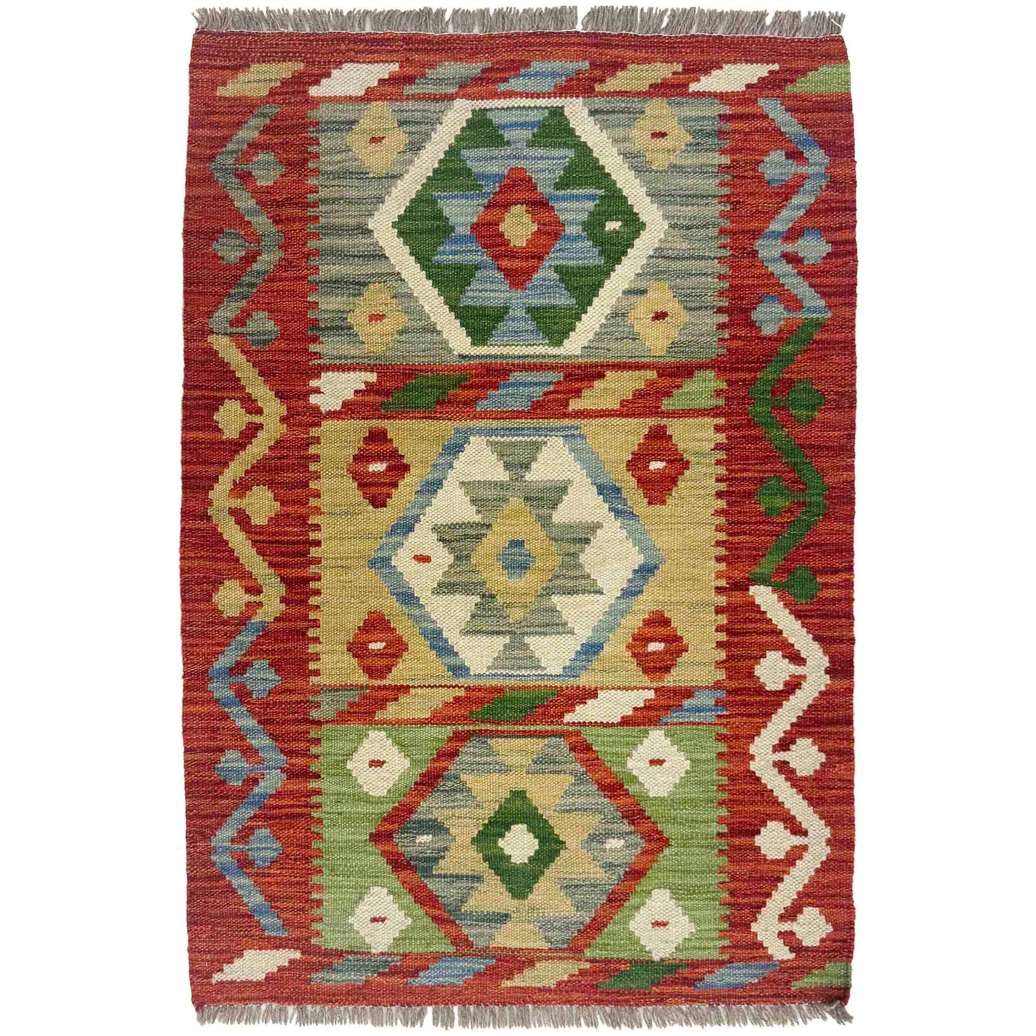 Hand Made Afghan Kilim 2' 4" x 3' 3" ft / 70 x 100 cm - No. R38415