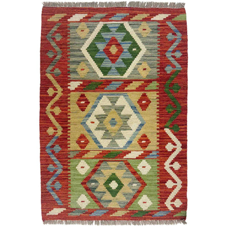 Hand Made Afghan Kilim 2' 4" x 3' 3" ft / 70 x 100 cm - No. R38415