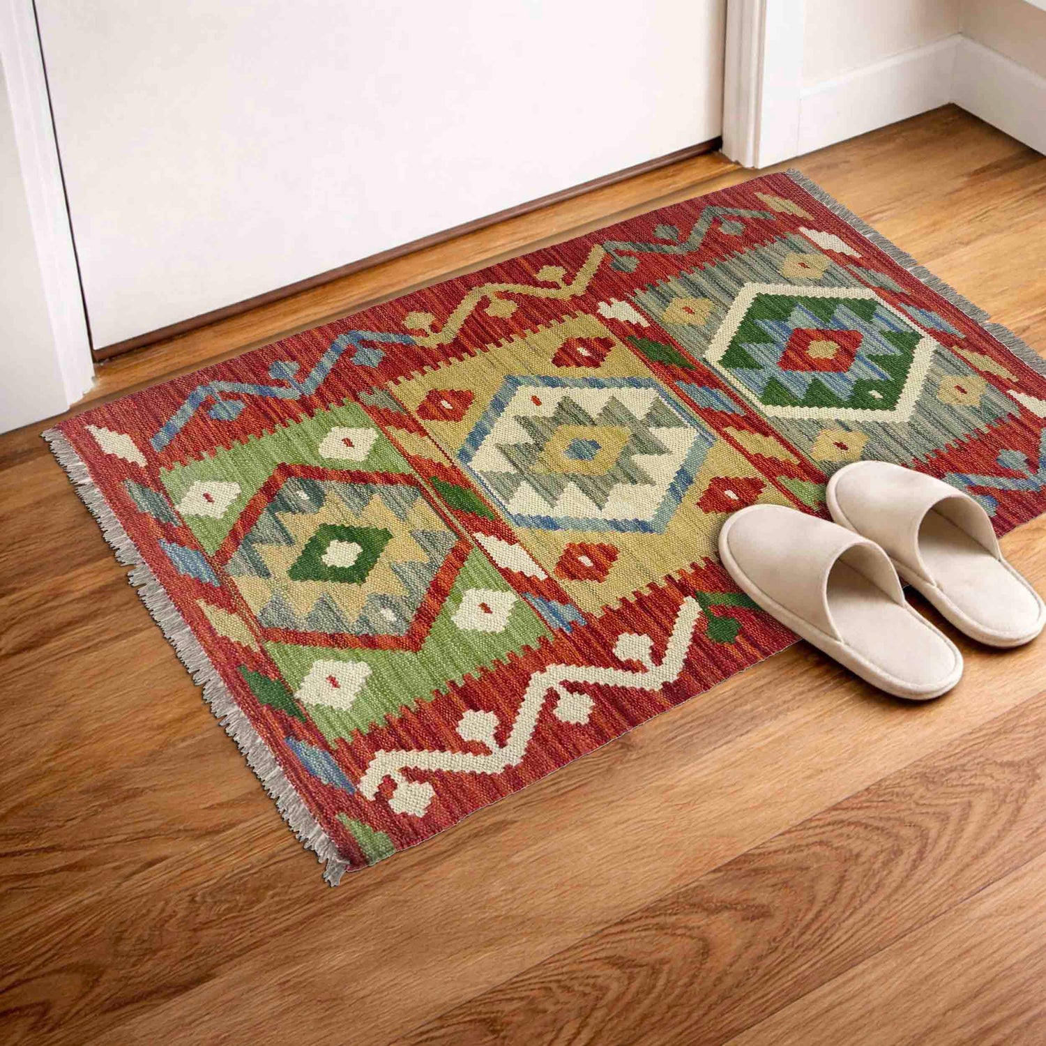 Hand Made Afghan Kilim 2' 4" x 3' 3" ft / 70 x 100 cm - No. R38415