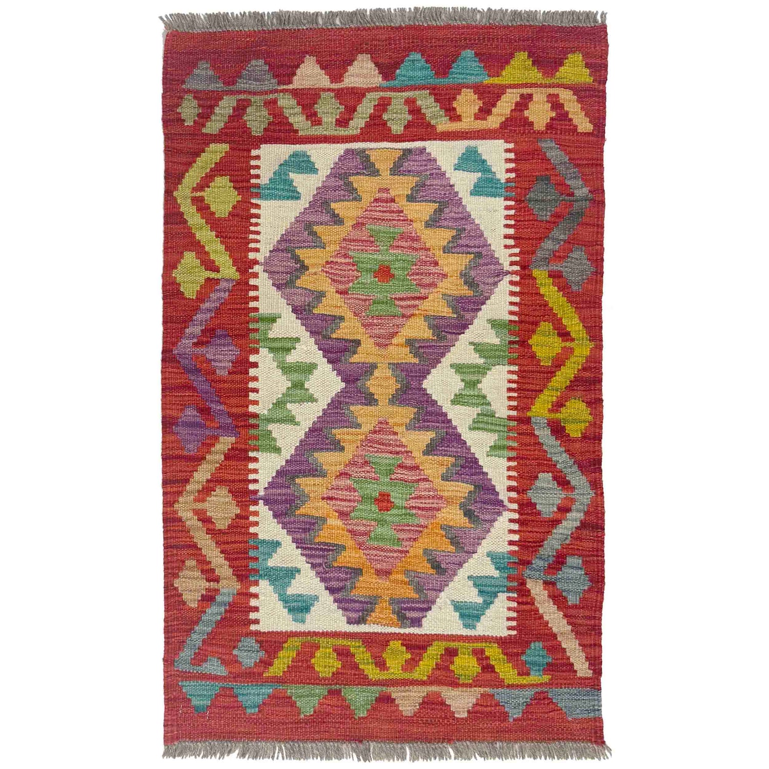 Handmade Vegetable Kilim 2' 0" x 3' 5" ft / 61 x 103 cm - No. R38418
