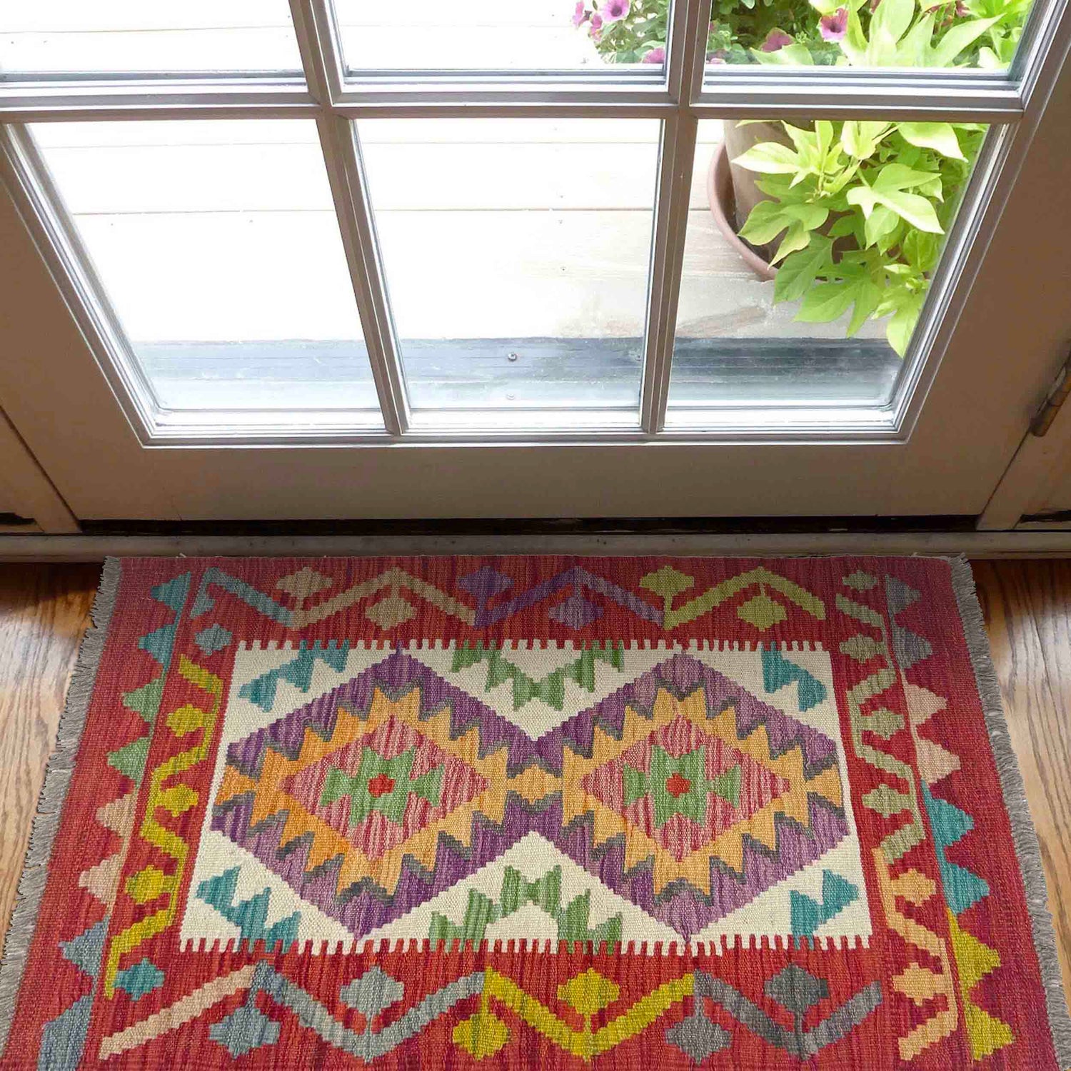 Handmade Vegetable Kilim 2' 0" x 3' 5" ft / 61 x 103 cm - No. R38418