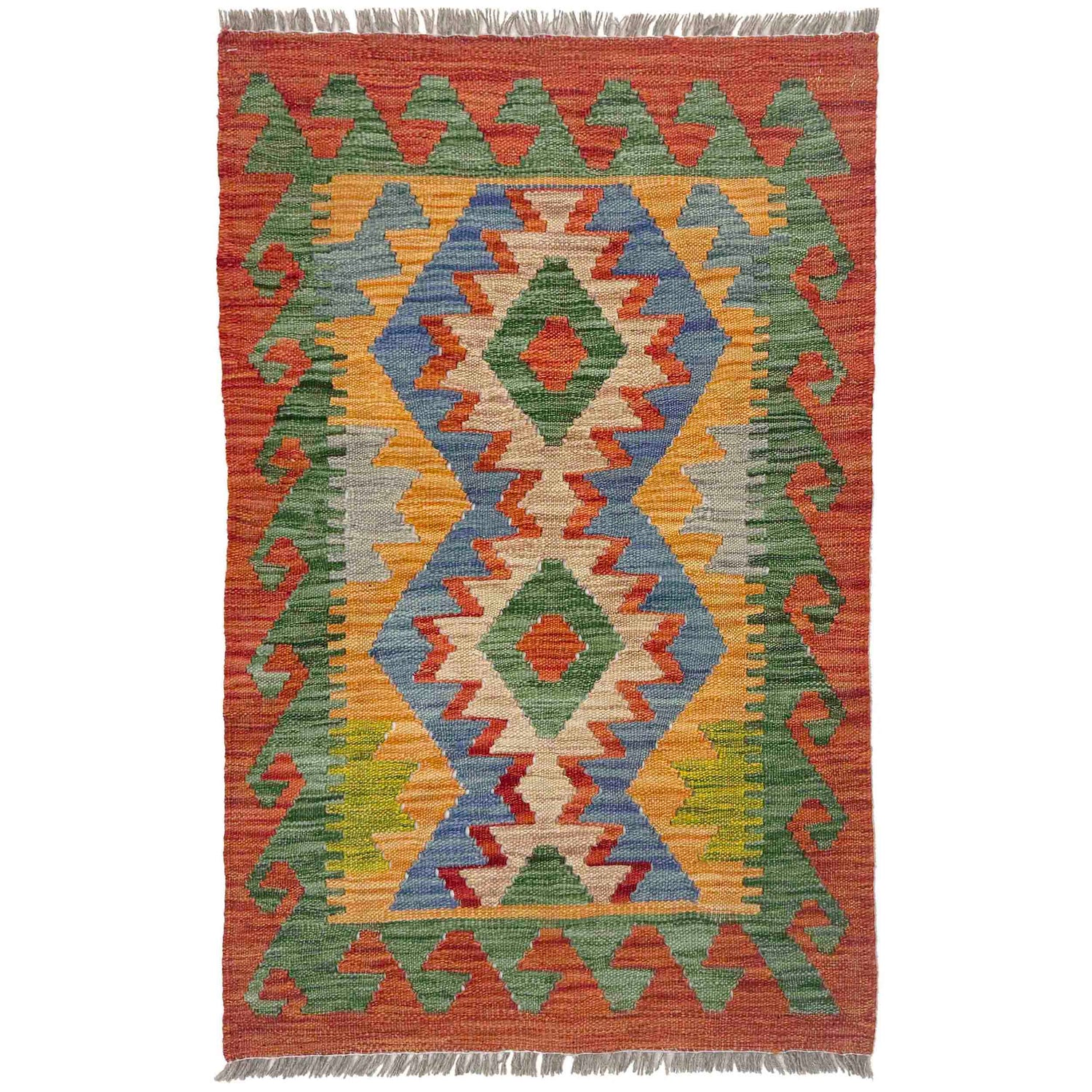 Handmade Vegetable Kelim 2' 0" x 3' 3" ft / 62 x 98 cm - No. R38423