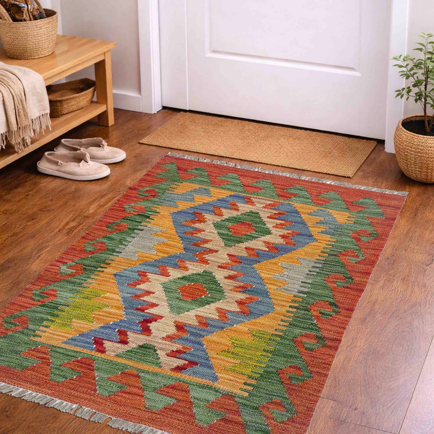 Handmade Vegetable Kelim 2' 0" x 3' 3" ft / 62 x 98 cm - No. R38423
