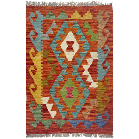 Hand Knotted Afghan Style Kilim 2' 0" x 2' 11" ft / 62 x 88 cm - No. R38427