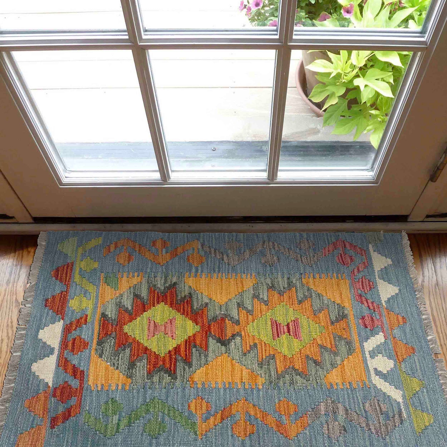 Hand Knotted Flatweave Kilim 2' 1" x 3' 5" ft / 63 x 103 cm - No. R38442