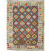 Multi Color ful Flat-Weave Wool Kilim 4' 10" x 6' 5" ft / 147 x 196 cm - No. R38451