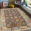 Multi Color ful Flat-Weave Wool Kilim 4' 10" x 6' 5" ft / 147 x 196 cm - No. R38451