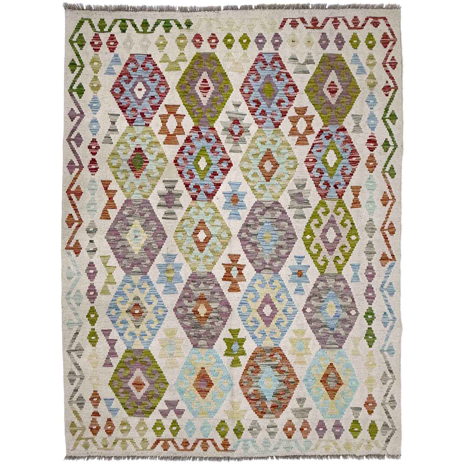 Handmade Vegetable Kilim 5' 1" x 6' 10" ft / 156 x 208 cm - No. R38452