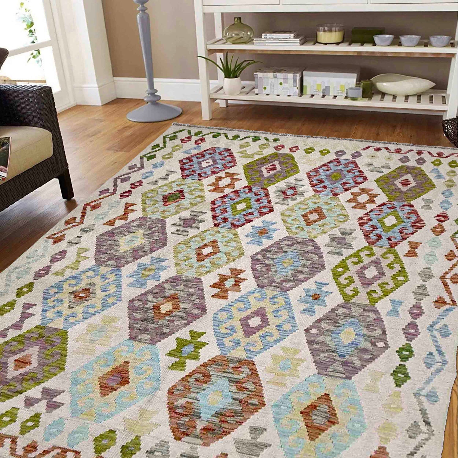 Handmade Vegetable Kilim 5' 1" x 6' 10" ft / 156 x 208 cm - No. R38452
