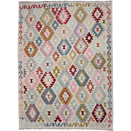 Handmade Turkish Design Wool Kilim 6' 0" x 8' 2" ft / 182 x 250 cm - No. R38453