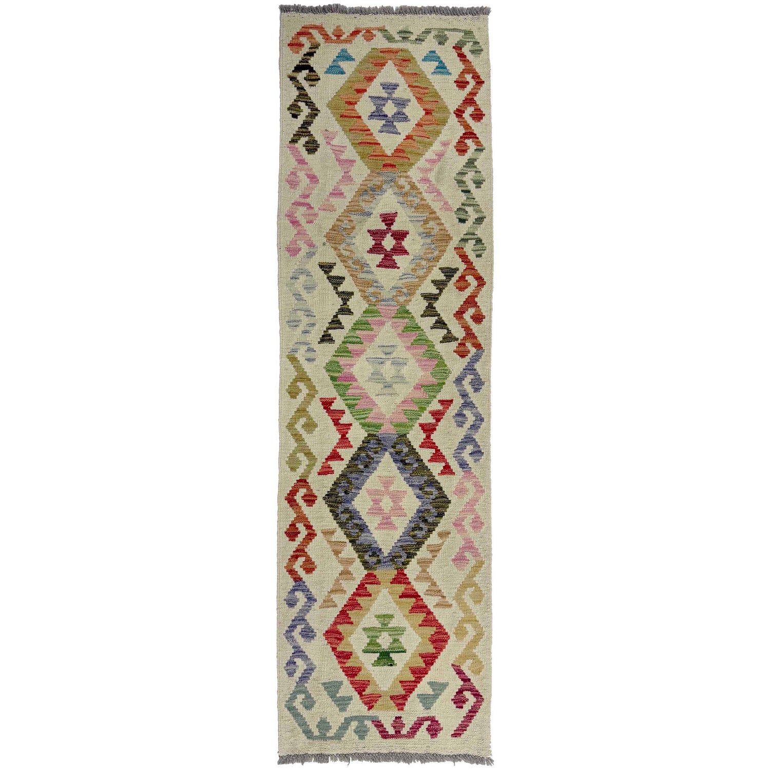 Hand Knotted Flatweave Kilim Runner 1' 10" x 6' 0" ft / 56 x 183 cm - No. R38608