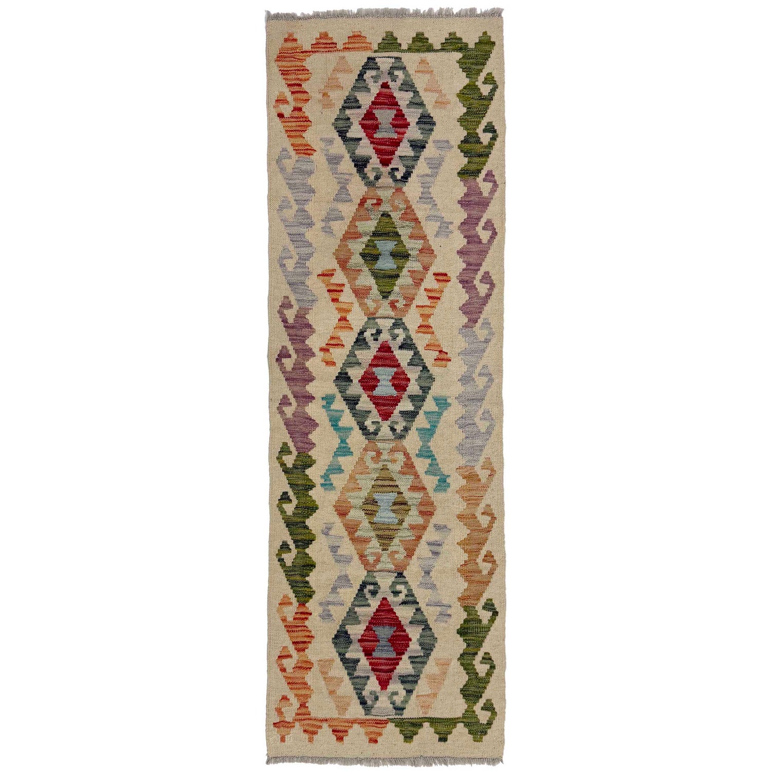 Handmade Afghan Vegetable Kilim Runner 1' 11" x 5' 7" ft / 59 x 169 cm - No. R38610
