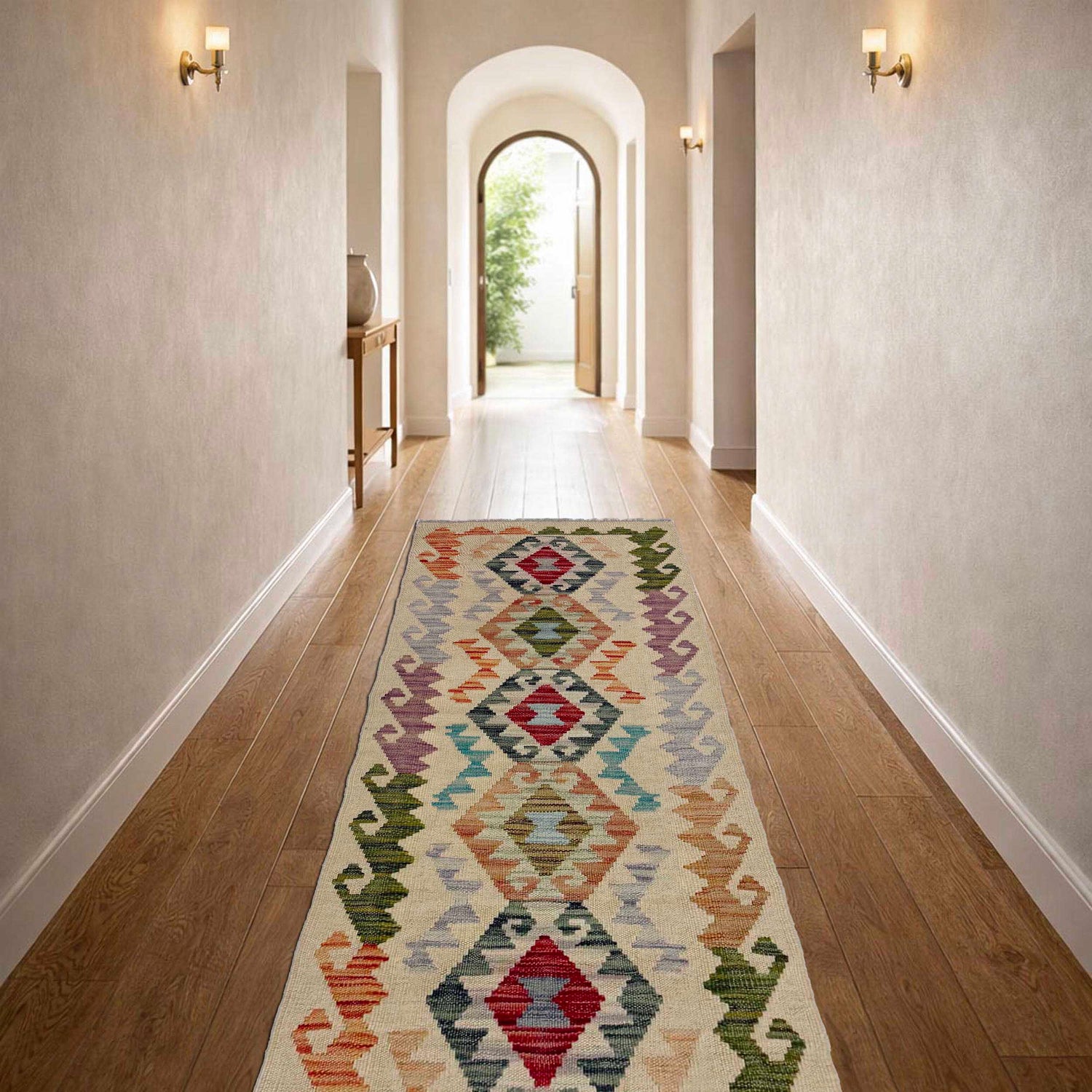 Handmade Afghan Vegetable Kilim Runner 1' 11" x 5' 7" ft / 59 x 169 cm - No. R38610