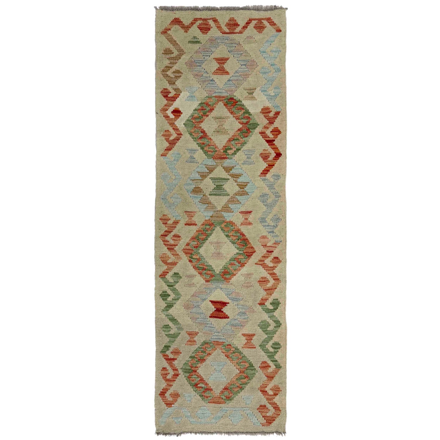 Hand Woven Wool Kelim Runner 1' 7" x 5' 6"  ft / 48 x 168 cm - No. R38612