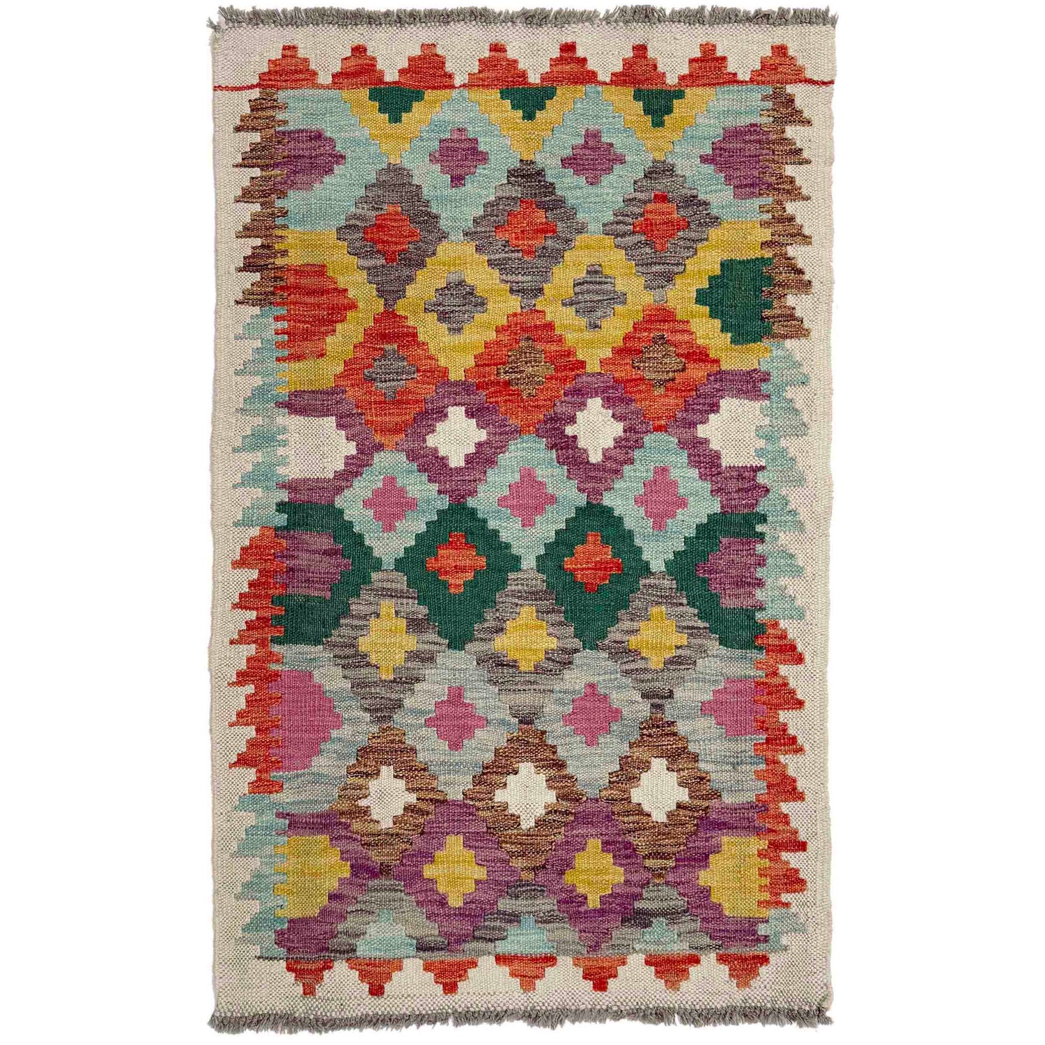Handmade Vegetable Kilim 2' 5" x 3' 10" ft / 74 x 117 cm - No. R38616